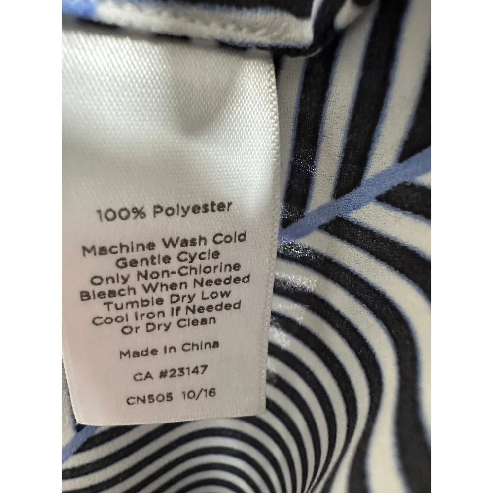 Talbots Womens Black White Blue Striped Keyhole Neck Long Sleeve Top Size L - Picture 4 of 6